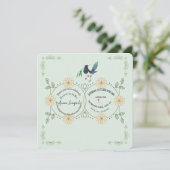 Elegant Mint Green Floral Bridal Shower Invitation セーブザデート (スタンド正面)
