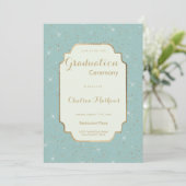 Elegant mint green gold glitter glam Graduation 招待状 (スタンド正面)