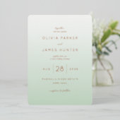 Elegant Mint Green Wedding Invitations 箔招待状 (立ち正面)