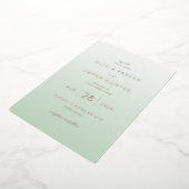 Elegant Mint Green Wedding Invitations 箔招待状 (回転した状態)
