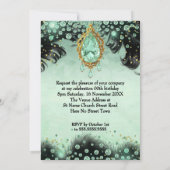 Elegant Mint Jewels Dress Gold Birthday Party 招待状 (裏面)