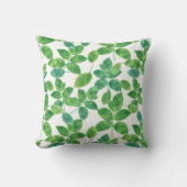 Elegant Mint Leaves Watercolor Botanical Design クッション (正面)