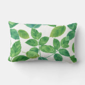 Elegant Mint Leaves Watercolor Botanical Design ランバークッション (裏面)