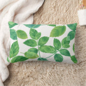 Elegant Mint Leaves Watercolor Botanical Design ランバークッション (ブランケット)