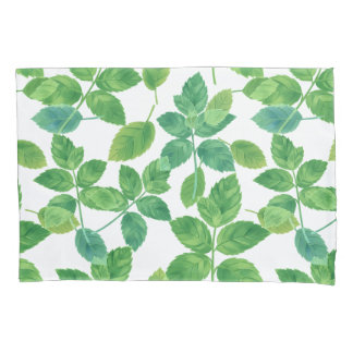 Elegant Mint Leaves Watercolor Botanical Design 枕カバー