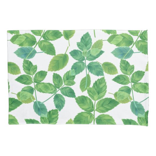 Elegant Mint Leaves Watercolor Botanical Design 枕カバー (正面)