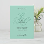 Elegant mint monogram initials romantic wedding 招待状 (スタンド正面)