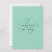 Elegant mint monogram initials romantic wedding 招待状 (裏面)
