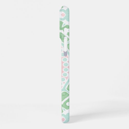 Elegant Mint Rose Mandala Design iPhoneケース (左側面)