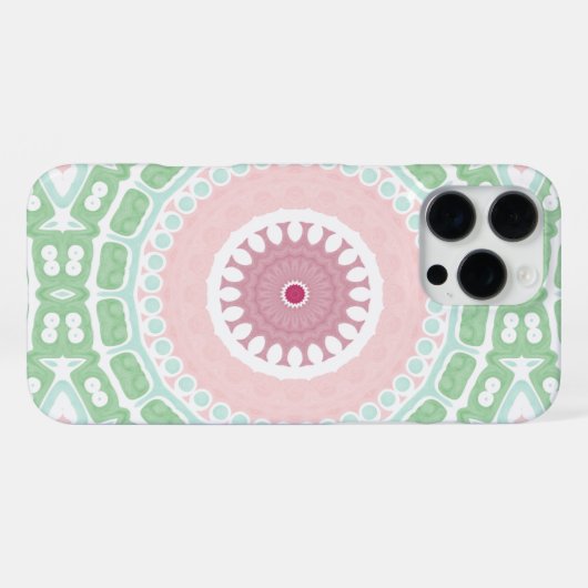 Elegant Mint Rose Mandala Design iPhoneケース (裏面横)