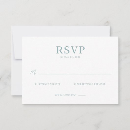 Elegant Mint RSVP Card (正面)