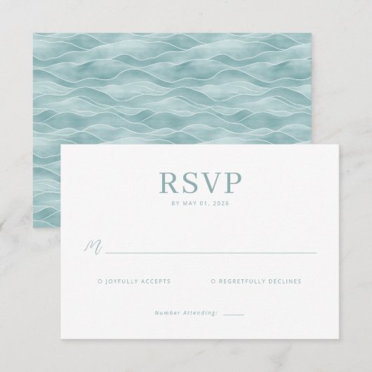 Elegant Mint RSVP Card (正面/裏面)