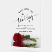Elegant Mirrored Red Rose Romantic Wedding Welcome アクリルサイン (傾斜)