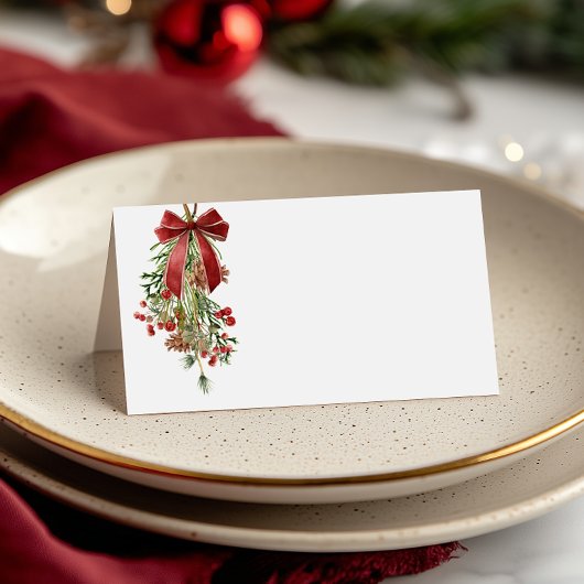 Elegant Mistletoe Holiday  プレイスカード