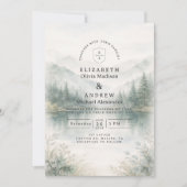 Elegant Misty Forest Mountain Wedding 招待状 (正面)