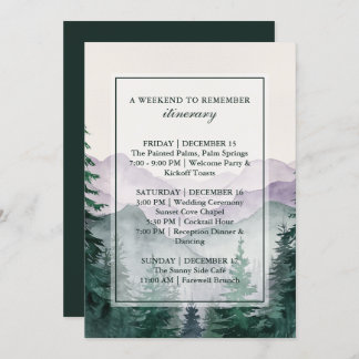 Elegant Misty Mountain Forest Itinerary Card 招待状