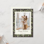 Elegant Mocha Botanical | Ivory Holiday Greeting カード (正面/裏面インサイチュ)