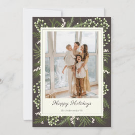 Elegant Mocha Botanical | Mocha Holiday Greeting カード