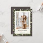 Elegant Mocha Botanical | Mocha Holiday Greeting カード (正面/裏面インサイチュ)