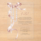 Elegant Mocha Bow & Rosary Hotel Enclosure アクリル招待状 (正面)