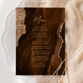 Elegant Mocha Brown Gold Agate Wedding Menu メニュー