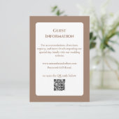 Elegant Mocha Floral Line Art QR Code Wedding エンクロージャーカード (スタンド正面)