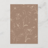 Elegant Mocha Floral Line Art QR Code Wedding エンクロージャーカード (裏面)
