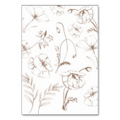 Elegant Mocha Floral Line Art Wedding テーブルナンバー (裏面)