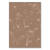 Elegant Mocha Floral Line Art Wedding テーブルナンバー (裏面)