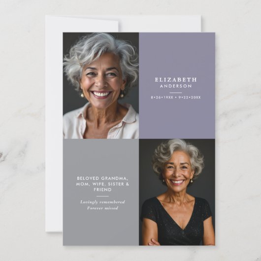 Elegant Modern 2-Photo Printed/Downloadable Death 案内状 (正面)