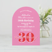 Elegant Modern 30th Birthday Pink Red Typography 招待状 (スタンド正面)