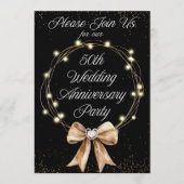 Elegant Modern 50th Anniversary Party Gold Black  招待状 (正面)