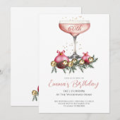 Elegant Modern 60th Christmas Birthday Party 招待状 (正面/裏面)