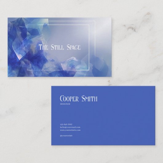Elegant Modern Abstract Blue Crystalline Geometric 名刺 (正面/裏面)