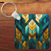 Elegant Modern Abstract Gold Teal Geometric キーホルダー (正面)