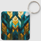 Elegant Modern Abstract Gold Teal Geometric キーホルダー (裏面)