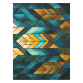 Elegant Modern Abstract Gold Teal Geometric テーブルクロス (正面)