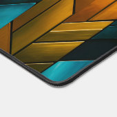 Elegant Modern Abstract Gold Teal Geometric デスクマット (コーナー)