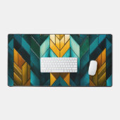Elegant Modern Abstract Gold Teal Geometric デスクマット (キーボード&マウス)