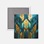 Elegant Modern Abstract Gold Teal Geometric マグネット (正面/裏面)