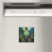 Elegant Modern Abstract Gold Teal Geometric マグネット (インサイチュ (食洗機))