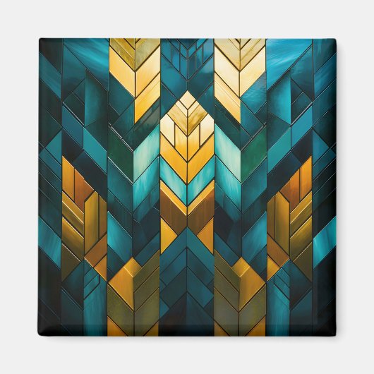 Elegant Modern Abstract Gold Teal Geometric マグネット (正面)