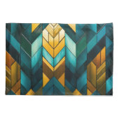 Elegant Modern Abstract Gold Teal Geometric 枕カバー (裏面)