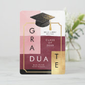 Elegant Modern Abstract Graduation Cap Party 招待状 (スタンド正面)