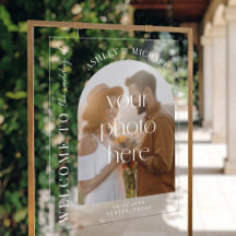 Elegant Modern Acrylic Photo Wedding Welcome Sign