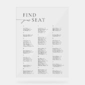 Elegant Modern Alphabetical Find Your Seat Wedding アクリルサイン (正面)