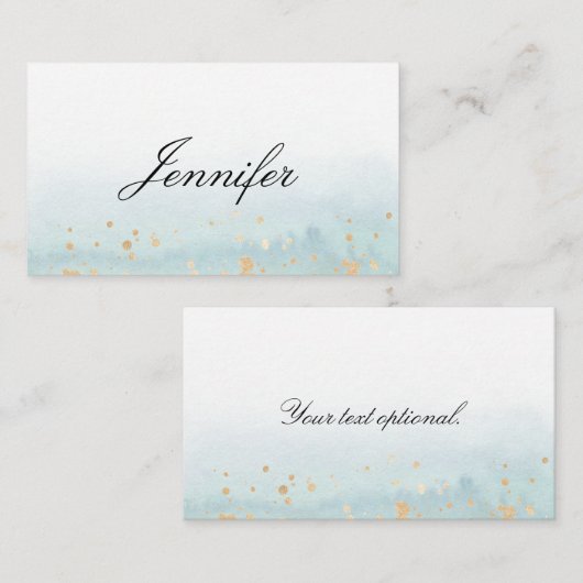 Elegant Modern Aquerell Mint Grün Gold プレイスカード (正面/裏面)