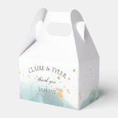 Elegant Modern Aquerell Mint Grün Gold Hochzeit フェイバーボックス (裏面サイド)