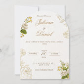Elegant Modern Arch Floral Wedding Invitation 招待状 (正面)