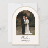Elegant Modern Arch Photo Wedding Thank You Card 招待状 (正面)